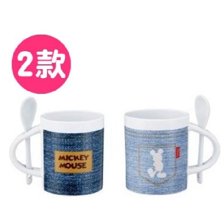 正版⭐日本進口 米奇馬克杯附湯匙 Disney迪士尼 餐具類 陶瓷馬克杯 水杯 馬克杯 茶杯 彩盒包裝 杯具