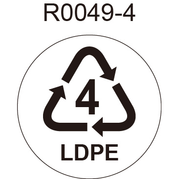 圓形貼紙 R0049-4 4號 LDPE 低密度聚乙烯 塑膠包裝容器 三角回收標誌 認證貼紙 [ 飛盟廣告 設計印刷 ]