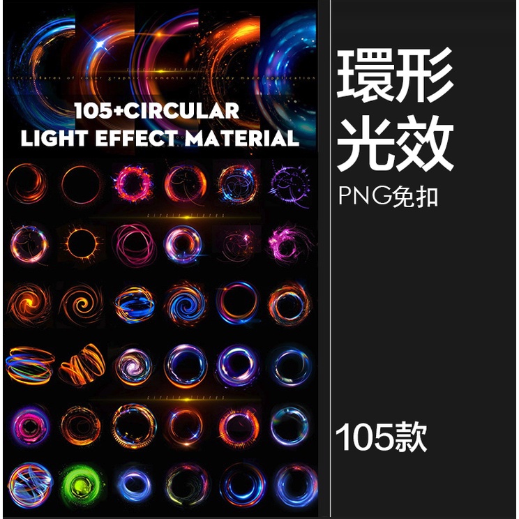 【設計素材】光環環形圓型光效光斑科幻未來炫酷特效元素後期合成PNG免摳素材