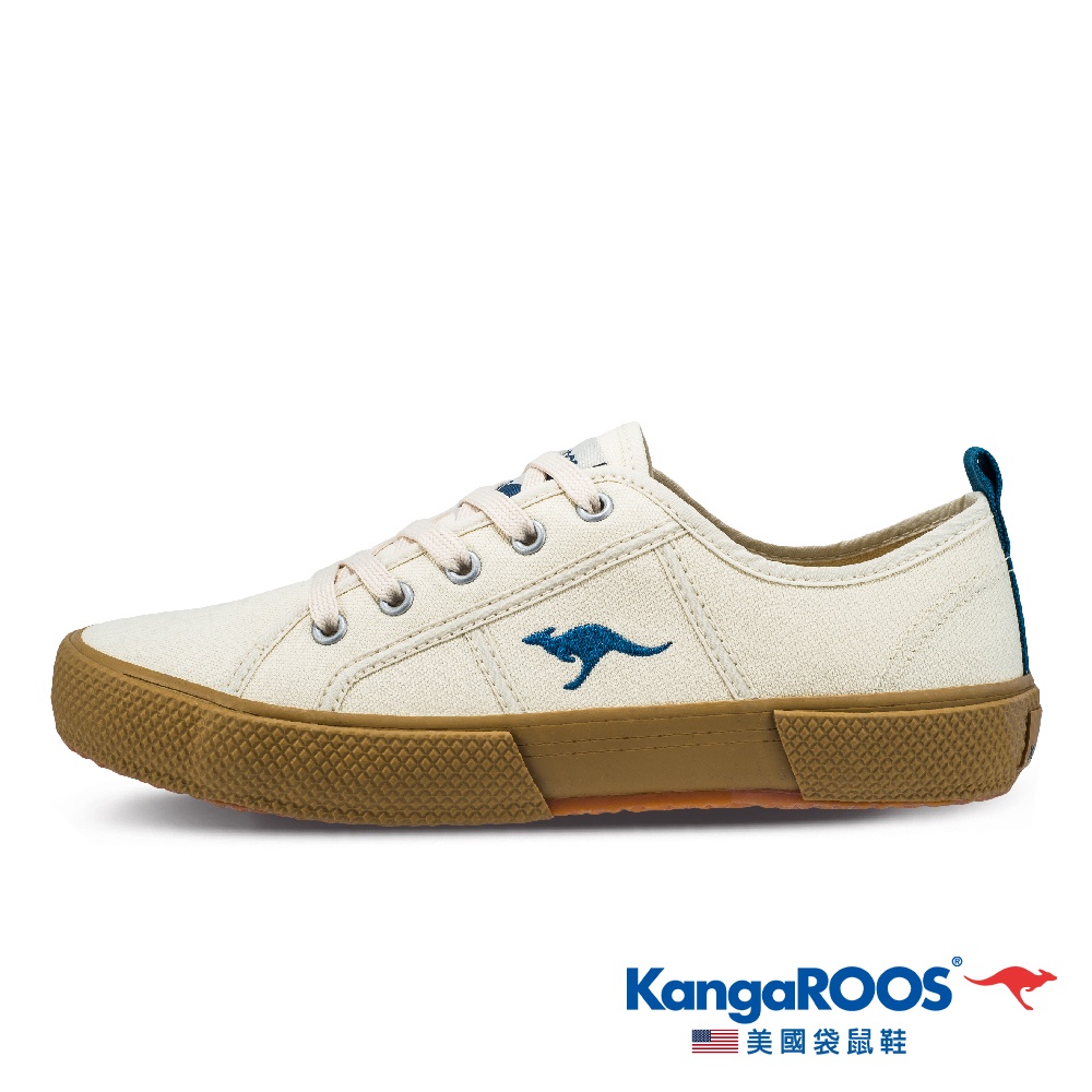 【KangaROOS 美國袋鼠鞋】女 RIPPERS LOW 帆布鞋(米黃-KW11454)
