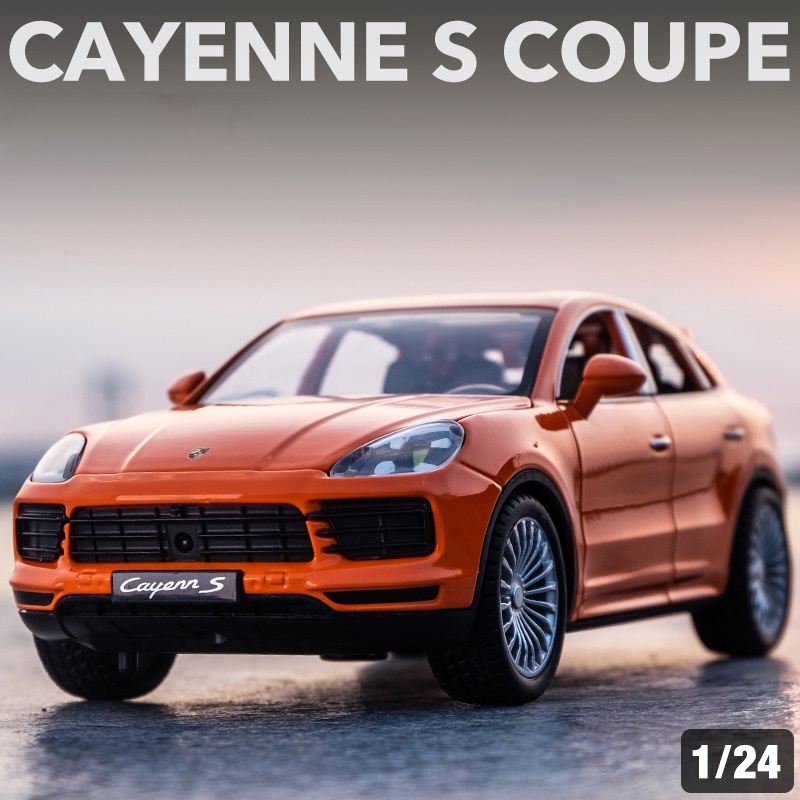 D.1:24 Porsche Cayenne S 汽車模型合金壓鑄玩具車汽車卡車車門可聲光打開