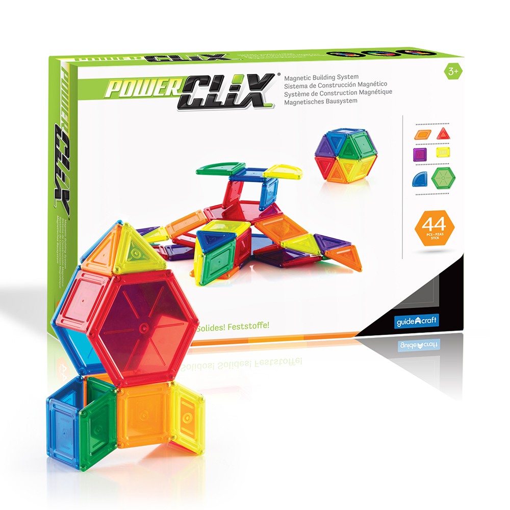 【美國GuideCraft】磁力實心積木-44件 增加親子互動兒童發展玩具