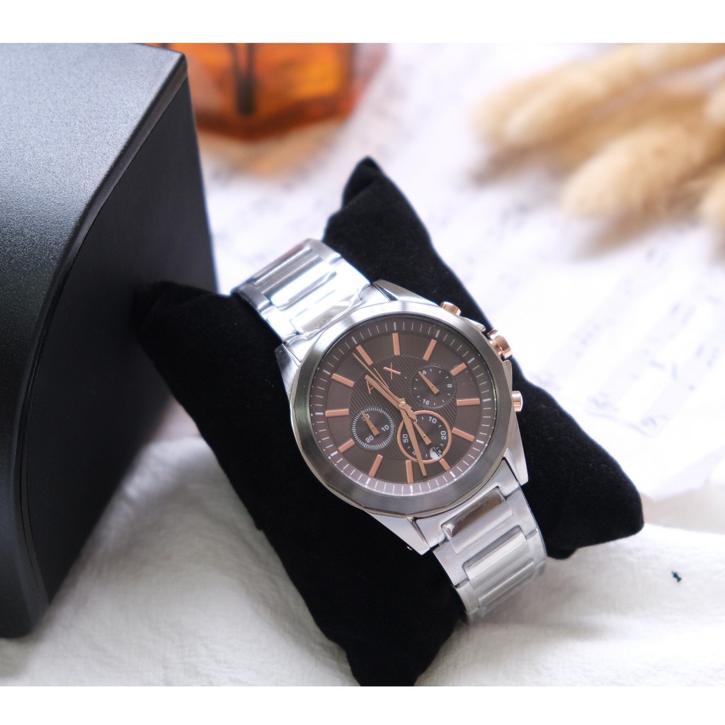 ABOUT。Armani Exchange AX 男錶 鋼錶帶 鐵灰錶盤 三眼 計時 AX2606 手錶 錶