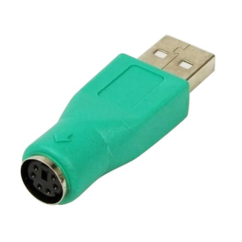 【數碼配件】USB公頭轉6Pin PS2母頭 鍵盤滑鼠轉接用轉換頭綠色