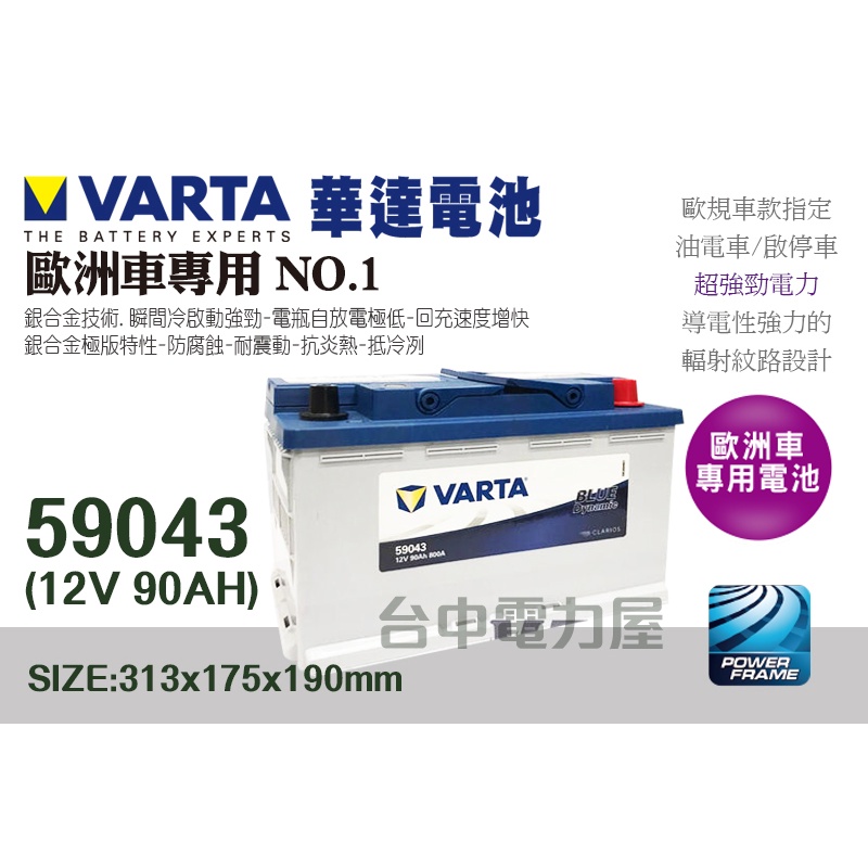 【台中電力屋】華達NEW VARTA  LN4  90AH 電池 銀合金 適用車款 VOLVO S60