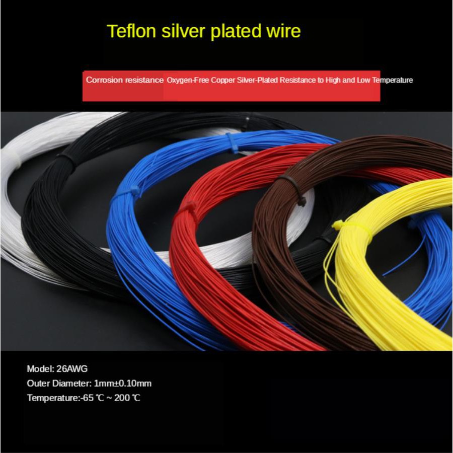 26awg 鐵氟龍鍍銀線高溫電子線ptfe Teflo 銅電纜 5 米 蝦皮購物