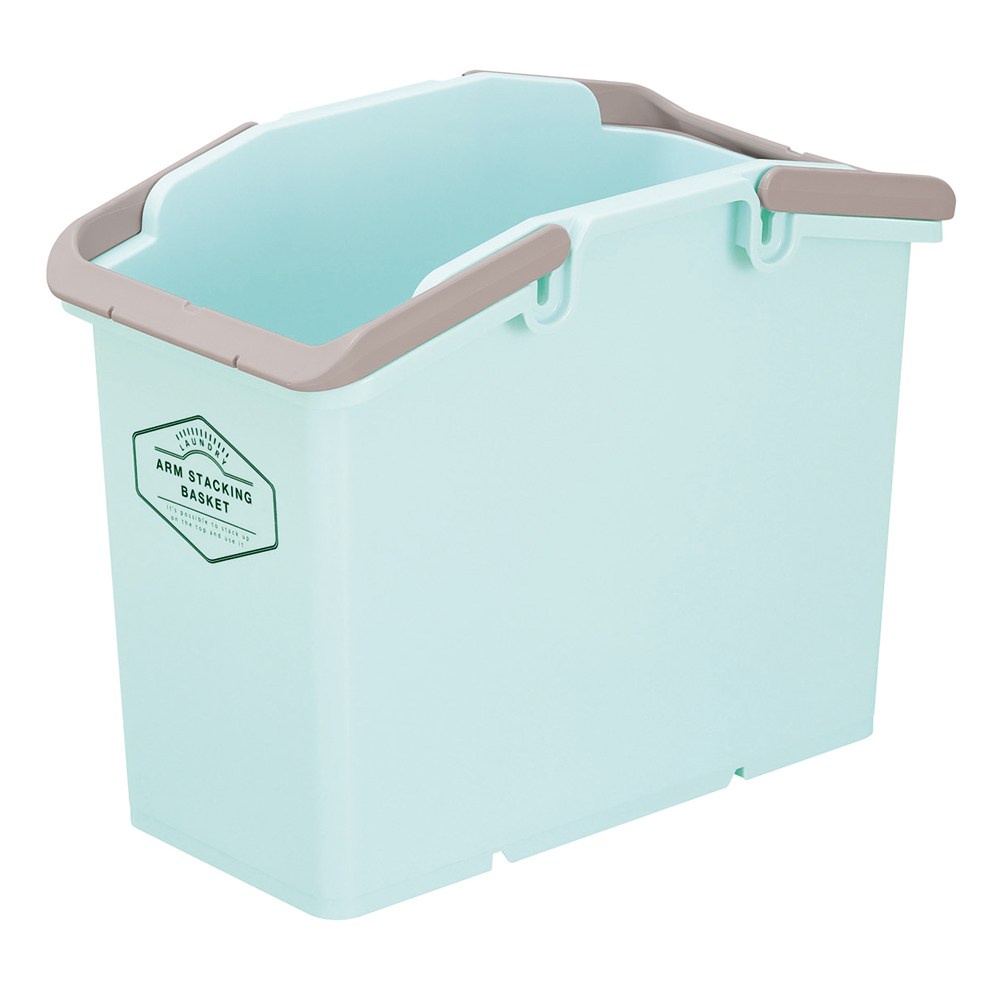 日本製可堆疊分類洗衣籃24L 水藍
