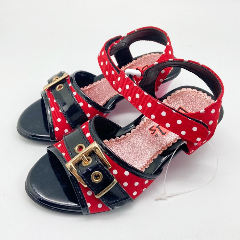 DELLS日本娃娃專櫃童鞋低跟涼鞋6640黑紅(中小童段)16cm 20cm(過季零碼出清)