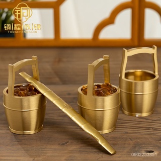 🔥臺灣爆款熱賣🔥純銅第一桶金擺件招財進寶聚財銅缸聚寶盆全銅黃銅金扁擔傢用客廳 LF5G