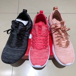 SIX PUMA IGNITE FLASH EVOKNIT SATIN EP WN'S 黑/桃/玫瑰粉 緞帶 慢跑 女
