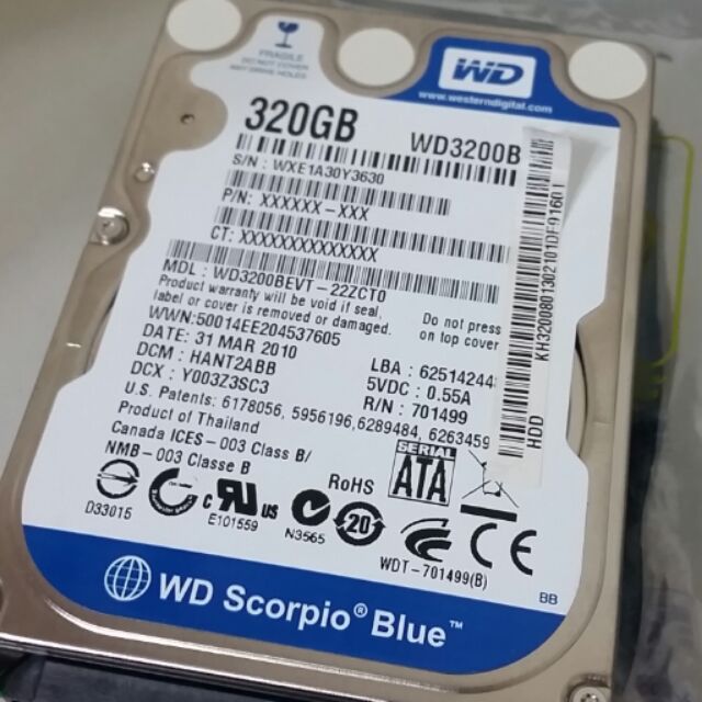 WD 硬碟 320G B 筆記型電腦用 全新購入