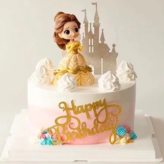 迪士尼公主主題蛋糕擺件蛋糕裝飾蛋糕旗女孩生日派對蛋糕裝飾用品