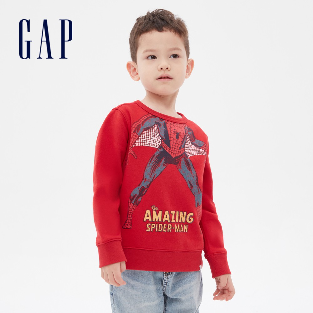 Gap 男幼童裝 Gap x Marvel漫威聯名 蜘蛛人大學T-紅色(617820)