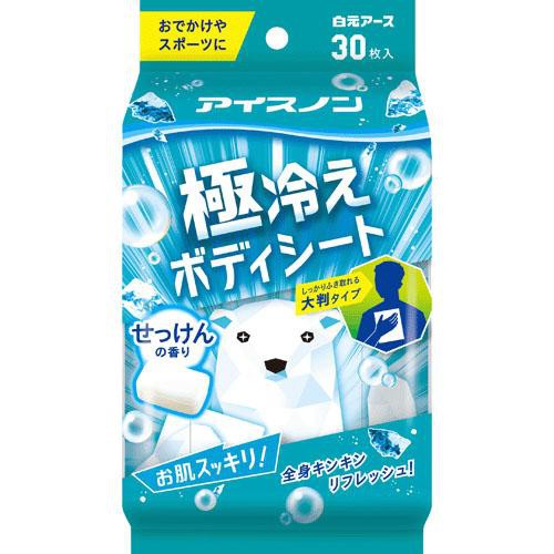 日本 涼感濕紙巾 (30枚入) Hakugen 白元 北極熊 濕紙巾 冷感紙巾【時時購-居家生活選物店】