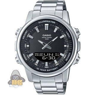【CASIO】台灣卡西歐公司貨 雙顯 鋼帶錶 防水50米 -黑(AMW-880D-1A)