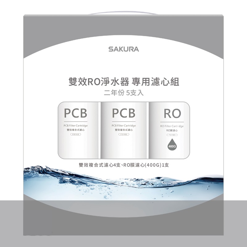 【SAKURA櫻花】F2195雙效RO淨水器專用濾心【二年份5支入｜適用於P0233｜P0233A】