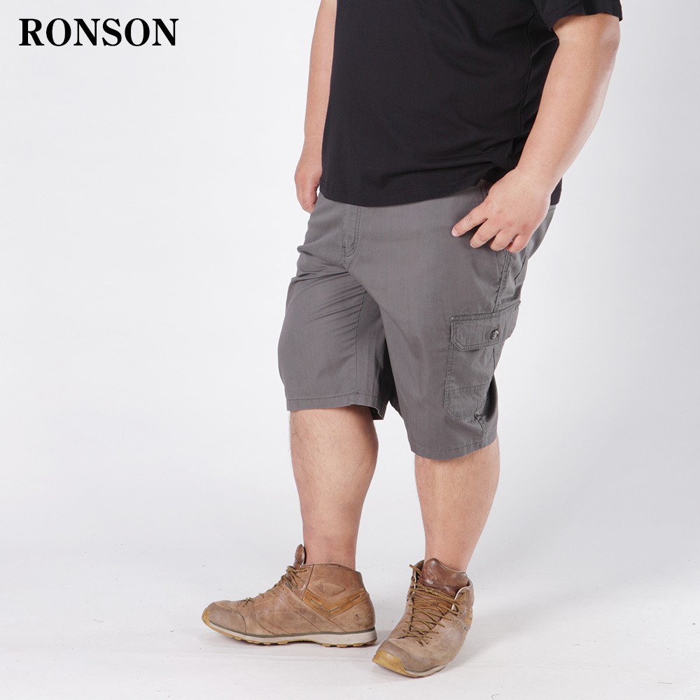 【RONSON大尺碼】灰色側腰鬆緊多袋短褲2L-7L 加大尺碼 口袋褲 免運31503-85