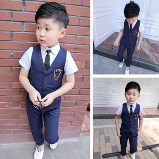 ❤️臺灣現貨❤️男童裝西服套裝英倫修身禮服小西裝韓版花童婚禮禮服 表演禮服畢業典禮