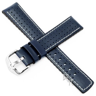 【海奕施 HIRSCH】0915075080 藍色 小牛皮錶帶 複合式橡膠芯 Tiger L 附工具 台南 時代