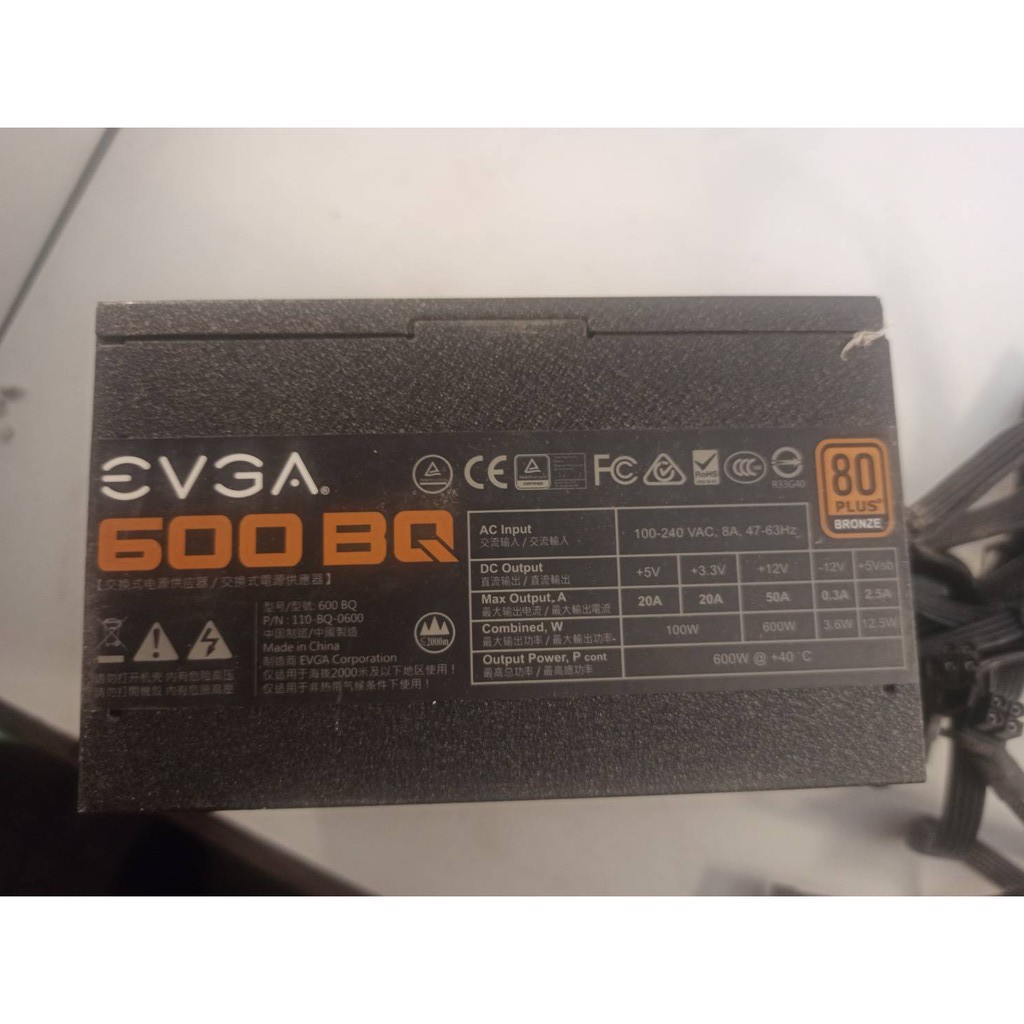 EVGA艾維克600BQ  600W 銅牌 80 PLUS 半模組 電源供應器 POWER&lt;二手良品&gt;