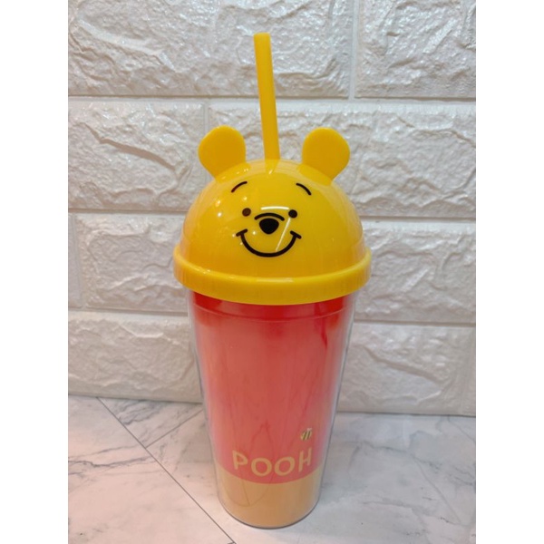 韓國大創限定Winnie the Pooh限量商品維尼造型吸管冷水杯