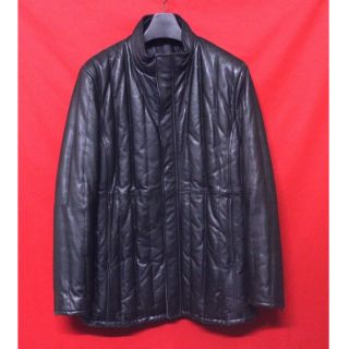 日本名牌COMME CA DU MODE MEN 高檔立領羽絨柔軟羊皮保暖短大衣皮衣 真皮