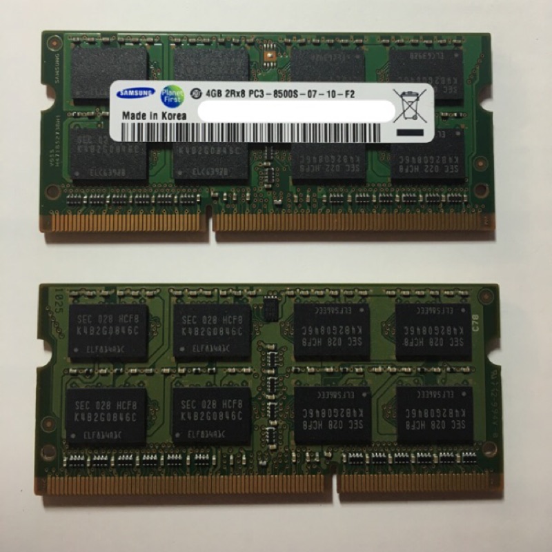 三星Samsung DDR3 1066 PC8500 4GB 4G 良品/筆電/NB/雙面 記憶體