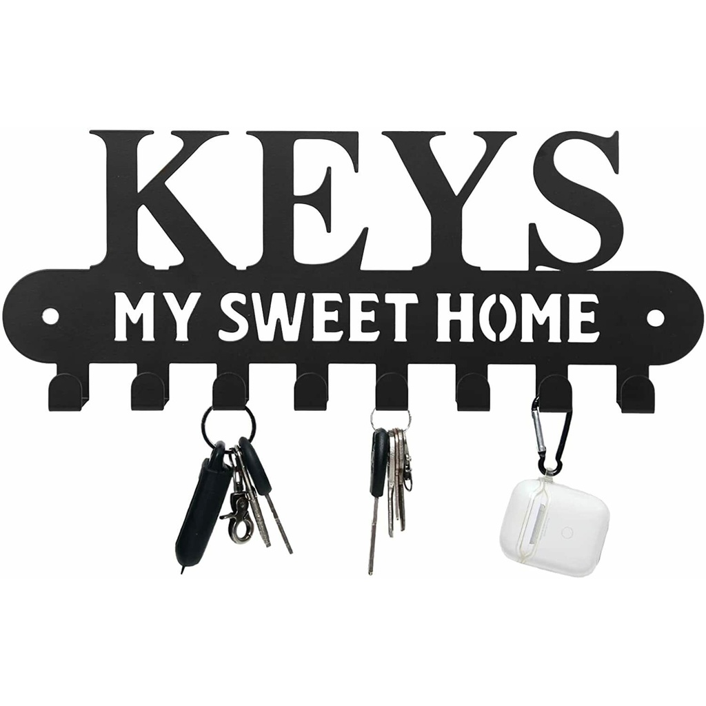 黑色金屬鑰匙扣掛鉤,帶甜美家居裝飾,適用於壁掛式裝飾壁掛式掛鉤獎牌和獎品衣架金屬挂件牆壁藝術家居裝飾配件