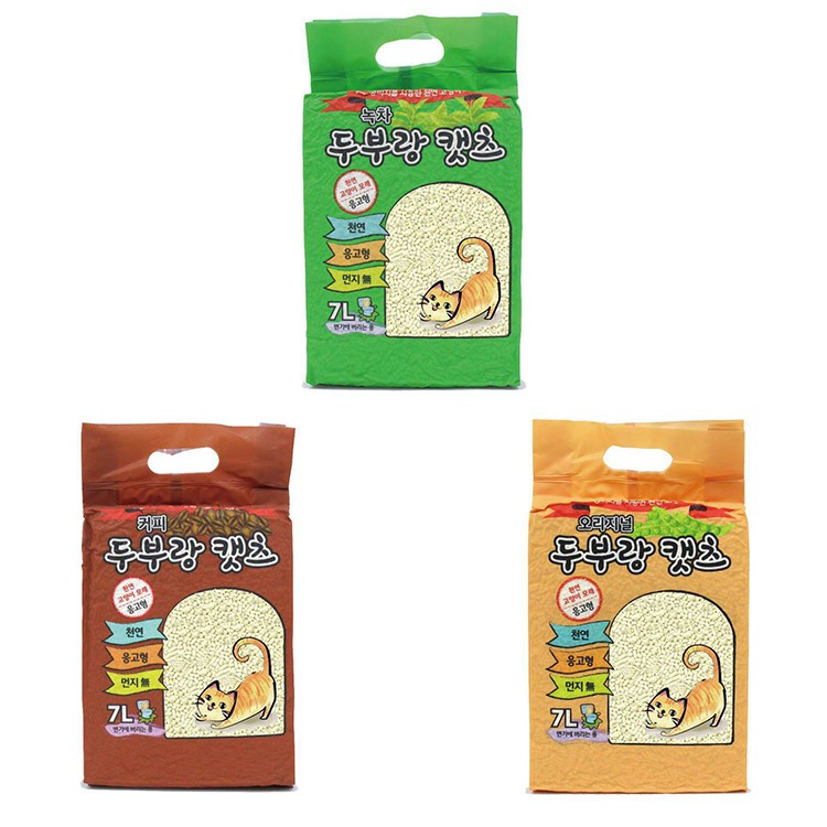 韓國豆腐貓豆腐貓砂-粗砂7L-原味/綠茶/咖啡-全家超取可2包