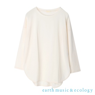 earth music&ecology 開衩圓弧下擺剪裁圓領長袖T恤(1N23L1C0500)