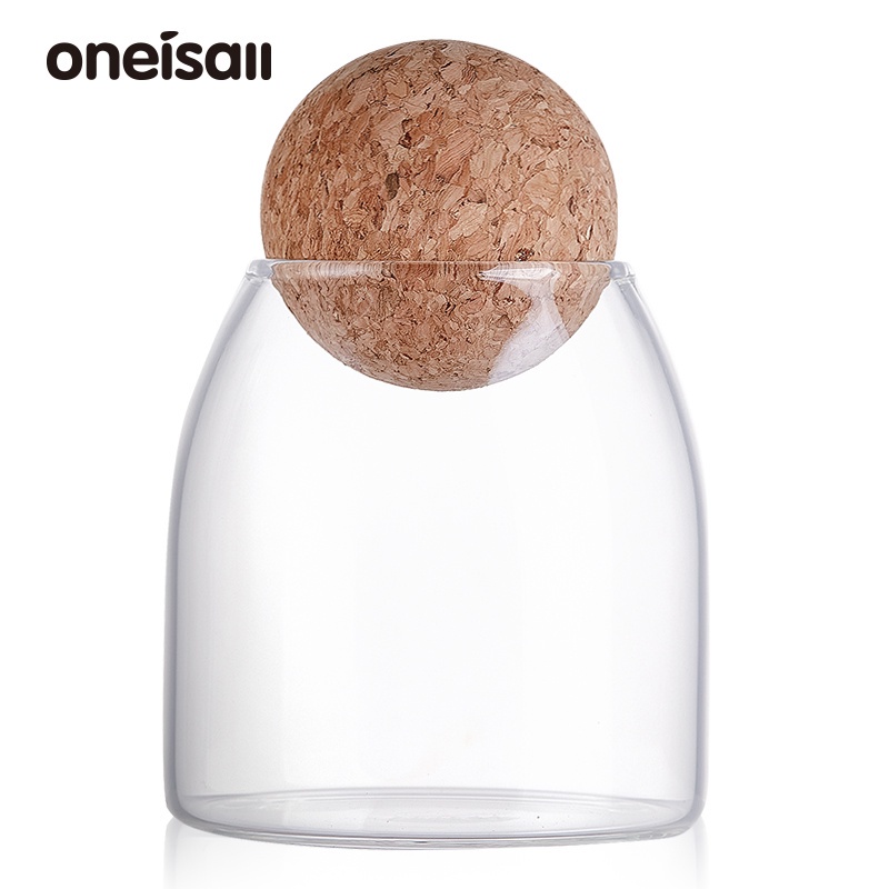 Oneisall 咖啡密封罐玻璃儲存罐咖啡粉豆罐木蓋容器