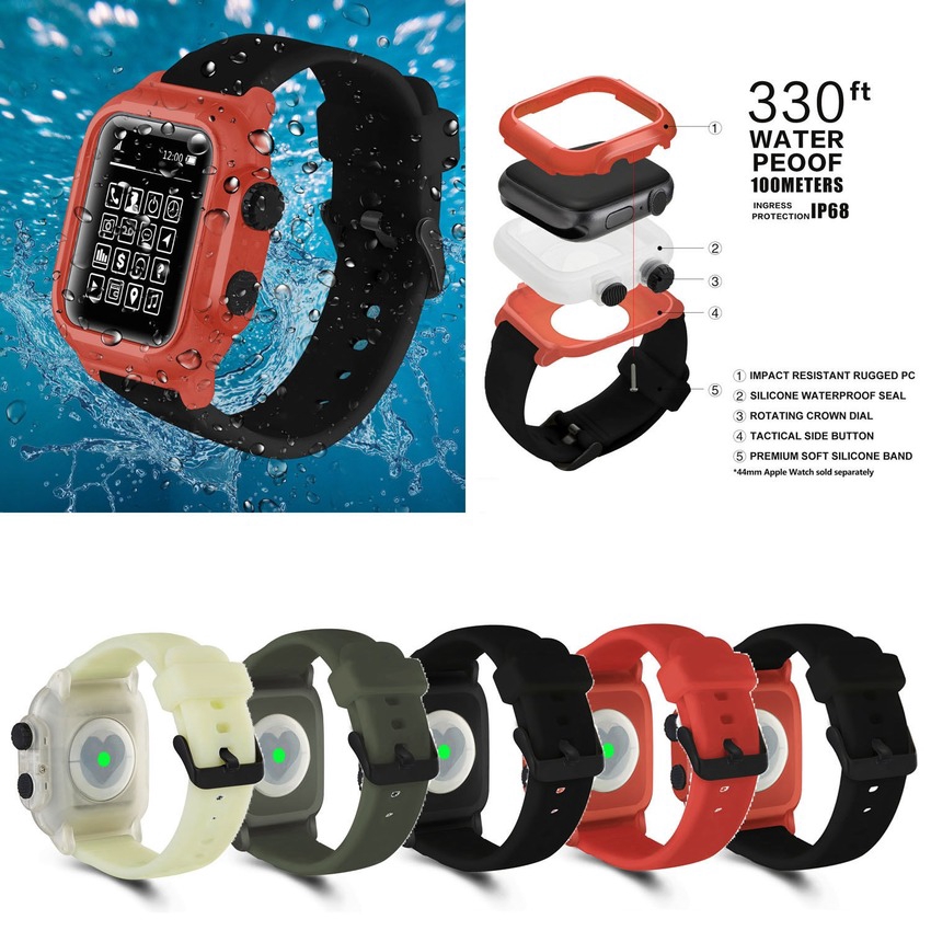 全面防護ip68 防水錶殼apple Watch Series 6 Se 5 4 3 2 1 42mm 44mm 矽 蝦皮購物