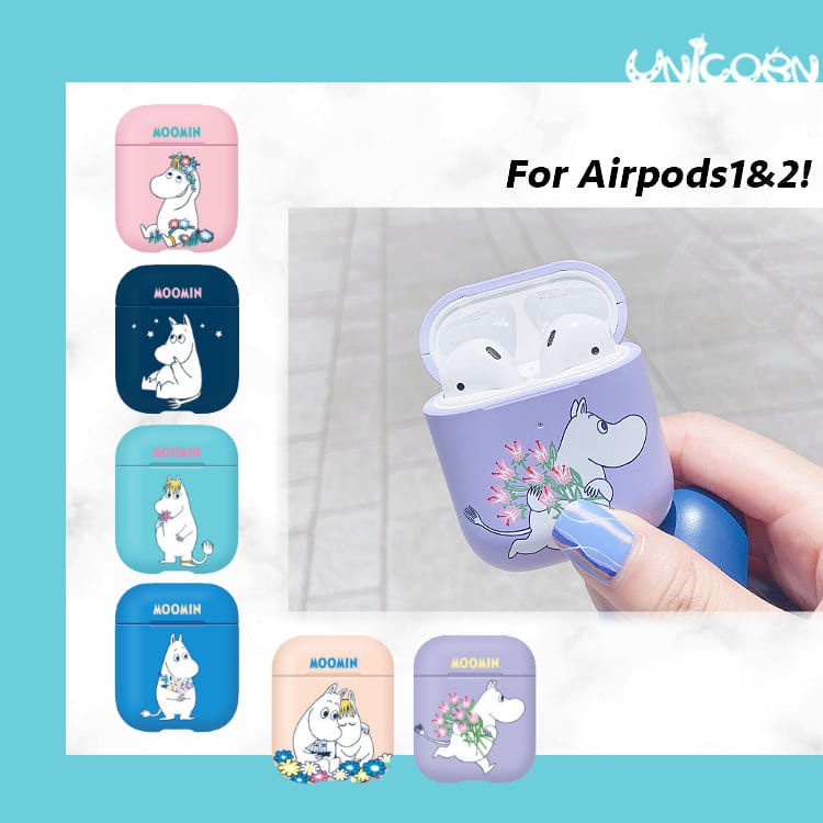 韓國正版KR Moomin嚕嚕米系列 蘋果AirPods 1/2代耳機套 耳機盒硬殼保護套 收納套 Unicorn手機殼