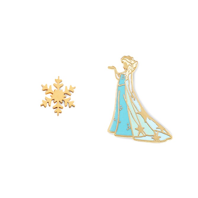 【迪士尼正版授權-冰雪奇緣】Elsa雪花琺瑯針式耳環