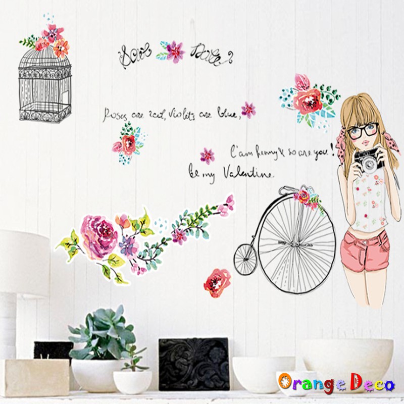【橘果設計】青春女孩 壁貼 牆貼 壁紙 DIY組合裝飾佈置