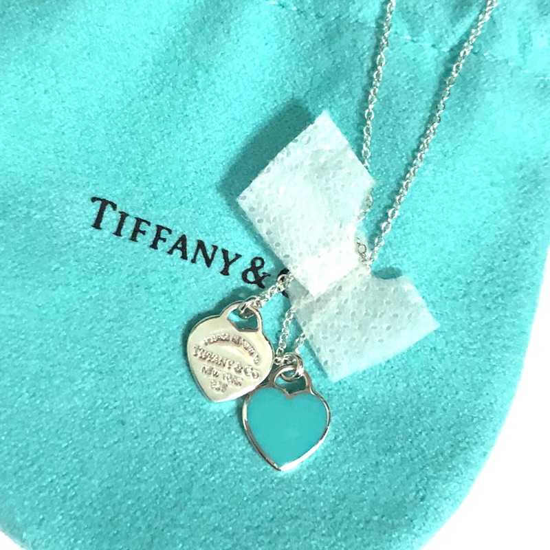 Tiffany全新純銀項鍊 迷你雙心