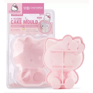(烘焙廚房)Chefmade學廚KT7091食品級4寸4吋立體矽膠矽膠蛋糕模家用烘焙模具正版kitty