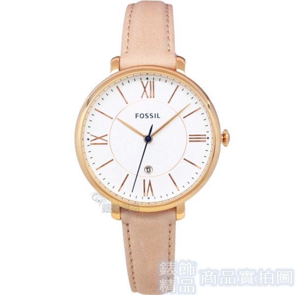 FOSSIL ES3988手錶 白面 玫瑰金框 粉色錶帶 36mm 女錶【澄緻精品】