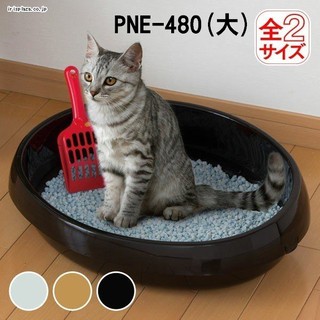 *COCO*日本IRIS簡易貓便盆(大)PNE-480附貓砂鏟(黑色、白色、三花色)單層貓砂盆