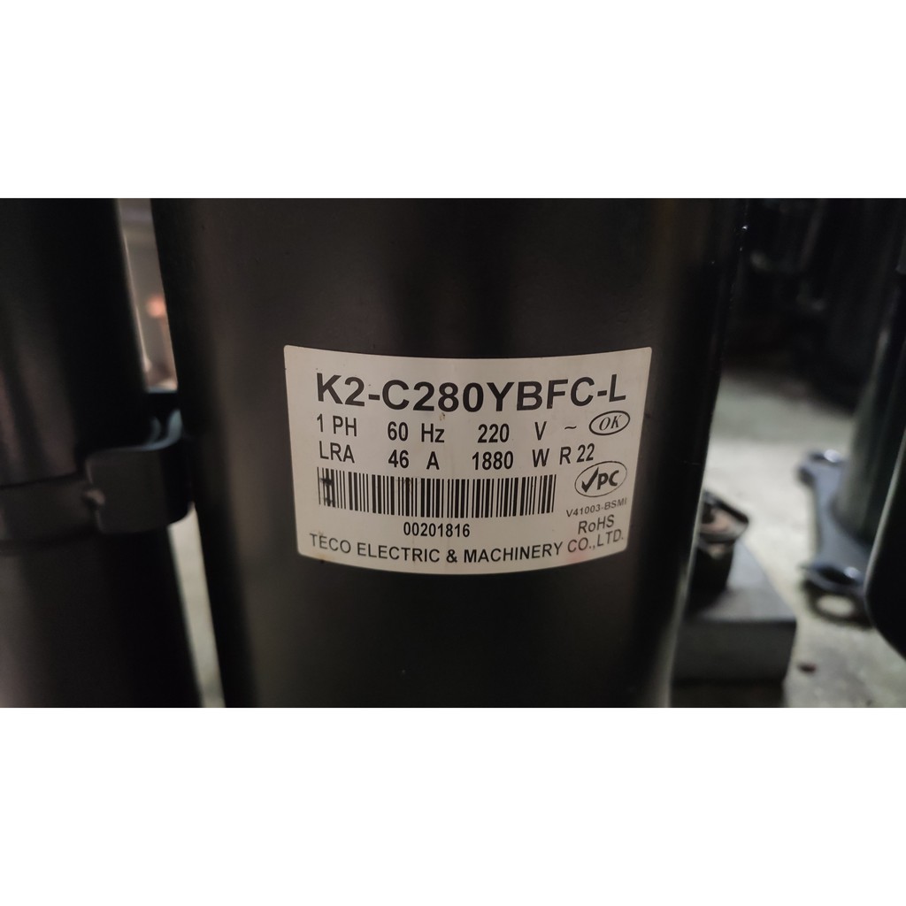 東元 TECO K2-C280YBFC-L 家用中古二手定頻冷氣迴轉式壓縮機