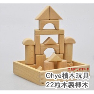 現貨〔木製積木】Ohye 兒童大塊櫸木22粒積木玩具 ♥ 實木原木 拼裝 安全環保 ♥ 木質玩具 生日禮物 積木 玩具