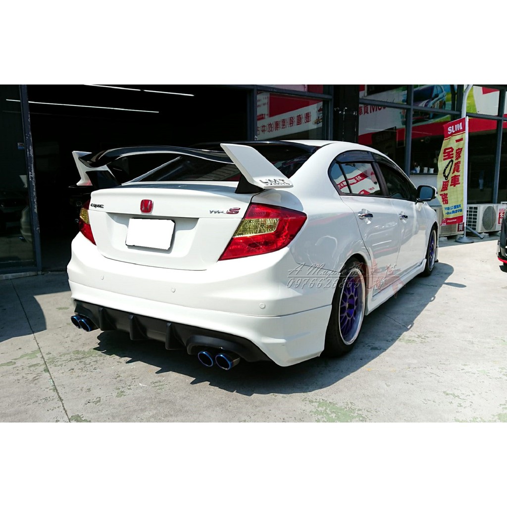 2012 Civic K14 白1 8頂 前後空力套件 Fk8大尾翼 四出排氣管 17吋鋁圈 非evo K8 K12 蝦皮購物