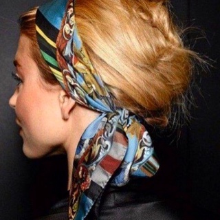 義大利獨特藝術設計 蠶絲 髮帶頭巾/方巾/頭巾/防塵口罩/包包裝飾/領巾