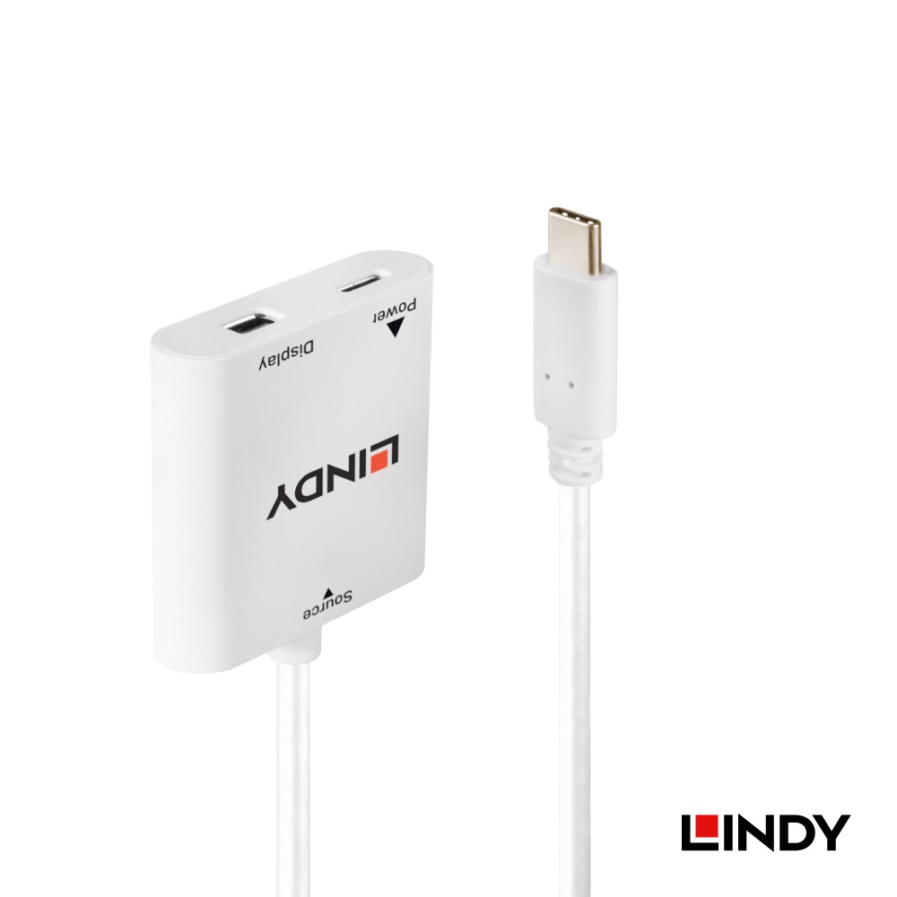 LINDY 43246 - 主動式 USB3.1 TYPE-C TO MINI DISPLAYPORT 轉接器帶PD功能