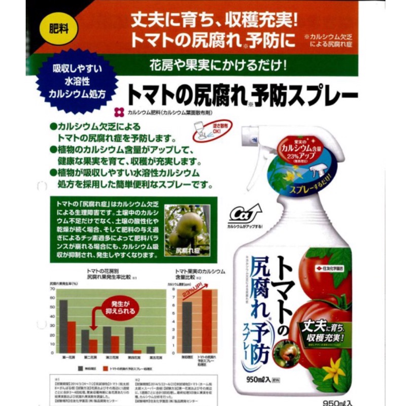 豪華 住友化学園芸 肥料 トマトの尻腐れ予防スプレー 950ml