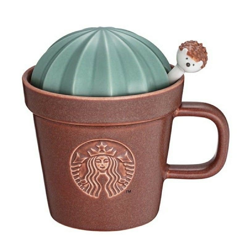 Starbucks星巴克仙人掌植光刺蝟杯匙組送咖啡或奶茶或茶包6包