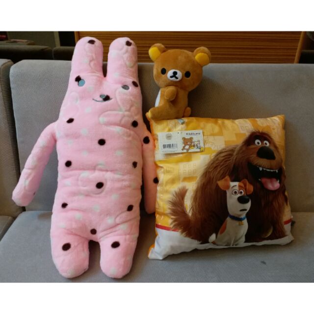 特價！！ 限量一個！！ 拉拉熊 正版雷射商標 麵條 粉紅兔子抱枕 方形卡通動物抱枕 全新未使用~