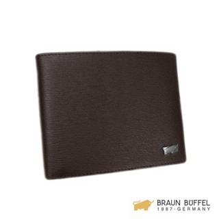 【BRAUN BUFFEL】德國小金牛紳士系列11卡中翻壓紋透明窗短夾-咖啡 BF182-317LD-BR