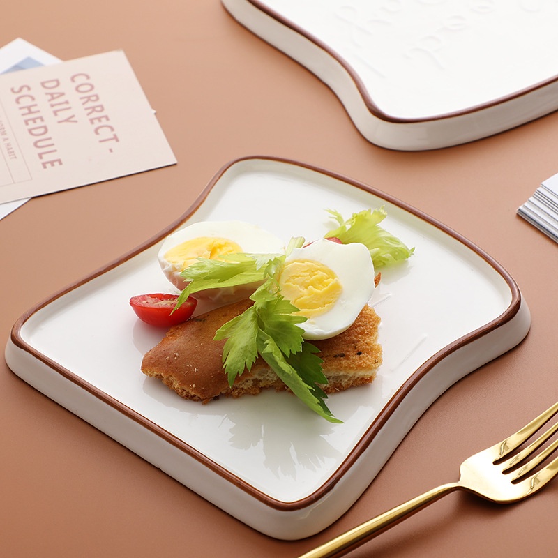 簡約陶瓷面包盤 創意吐司盤 歐式盤子 個性家用點心 甜品蛋糕盤 早餐盤 餐盤 盤子 餐具