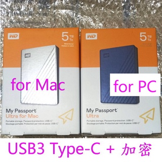 ~ USB-C Type-C ~ 2.5吋 5Tb WD My Passport Ultra for Mac TypeC